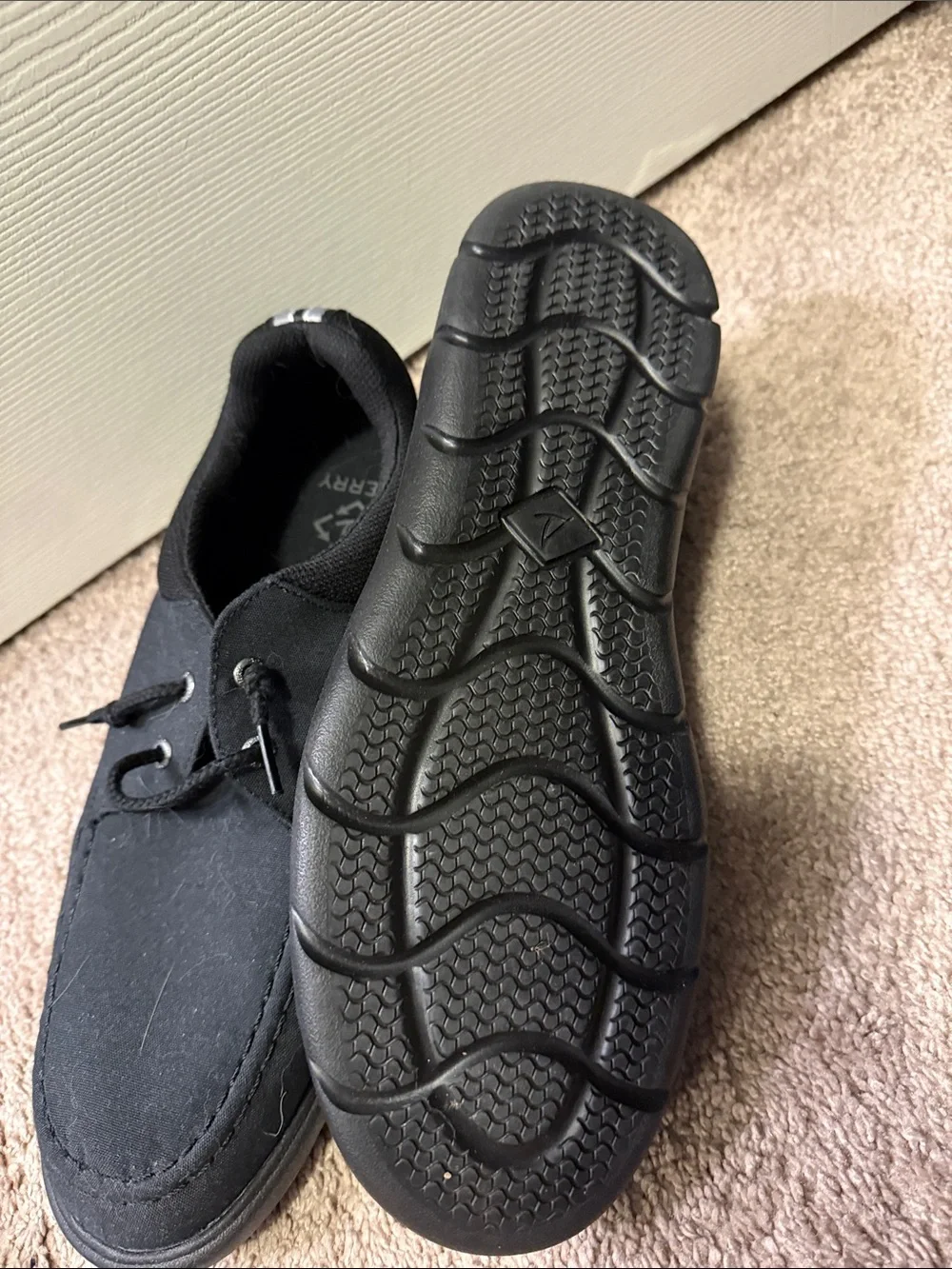 Sperry Men's Black Canvas Lace-Up Boat Shoes